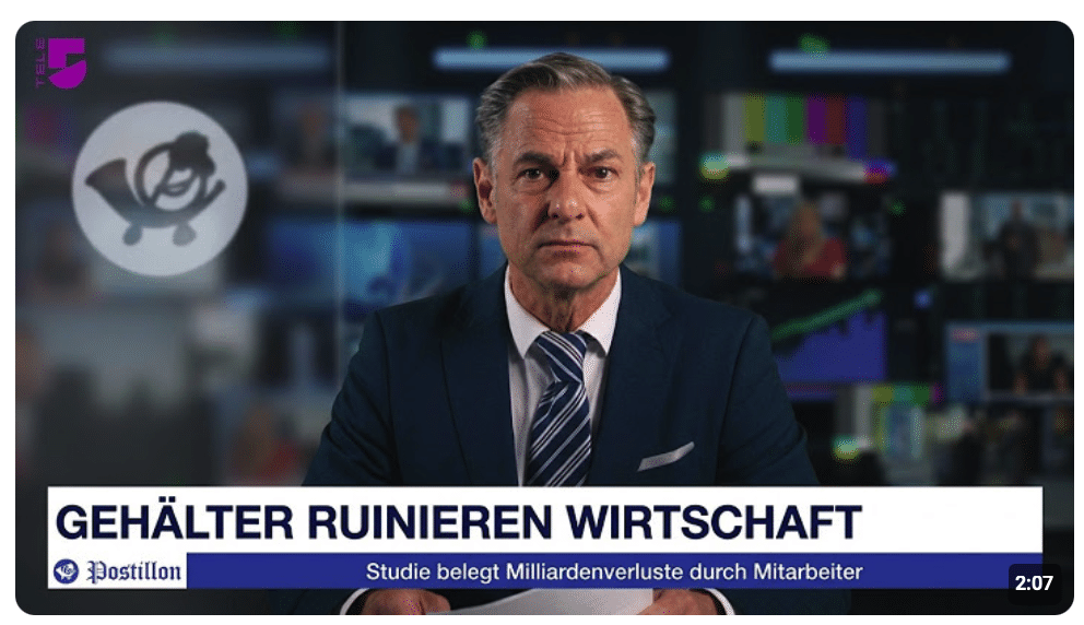 Lohnzahlungen verursachen Milliardenschäden für Unternehmen (Postillon TELEvision | Folge 44)