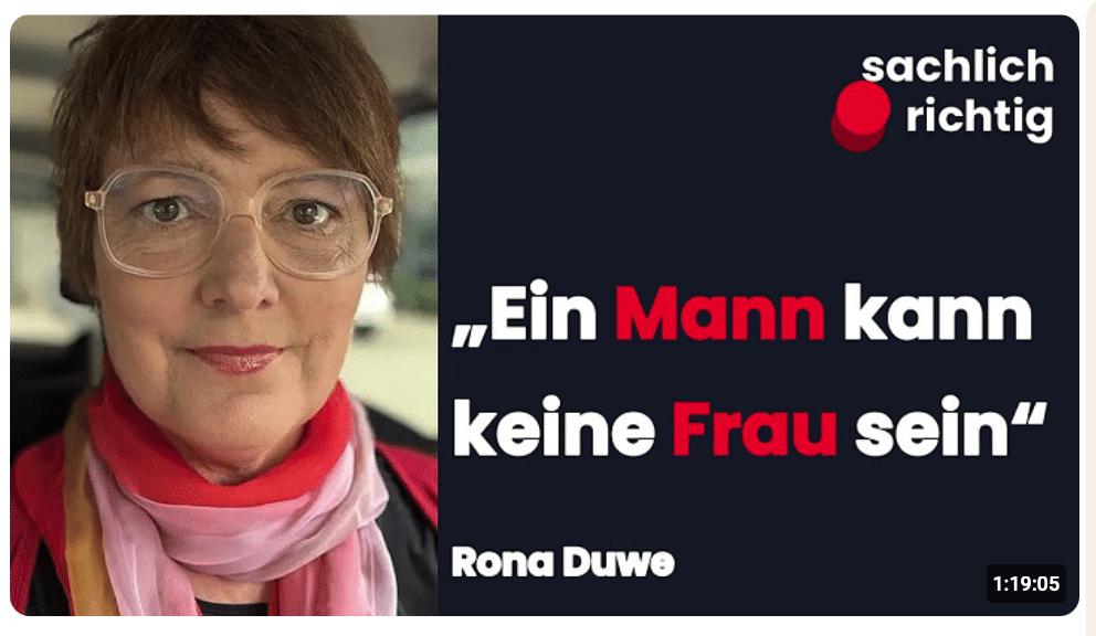 „Es gibt nur zwei Geschlechter“ – Rona Duwe rechnet mit der Gender-Ideologie ab