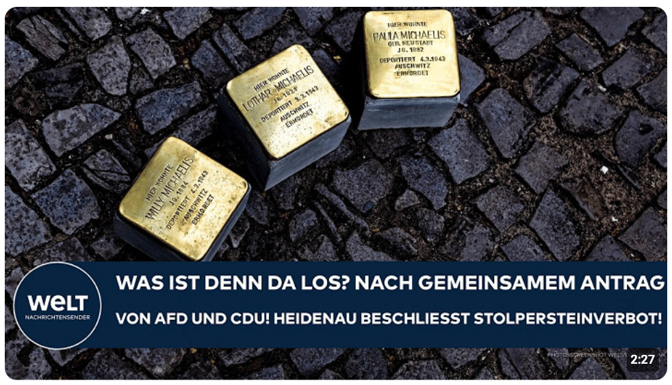 SACHSEN: Nach gemeinsamem Antrag von AfD und CDU! Heidenau beschließt Stolpersteinverbot