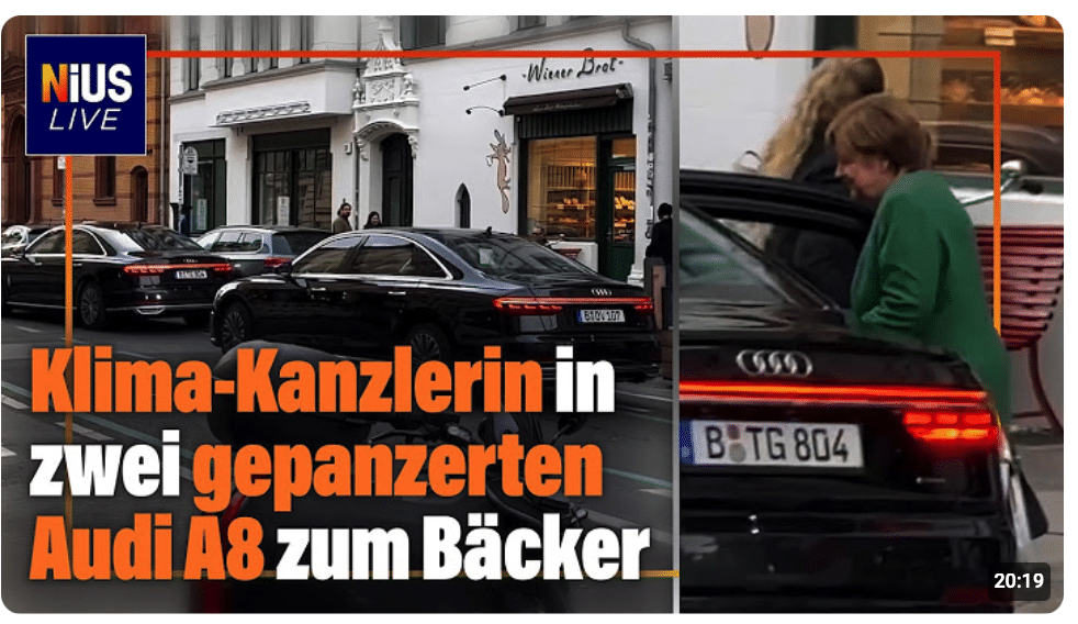 Klima-Kanzlerin Merkel lässt sich 700 Meter zum Bäcker chauffieren | NIUS Live