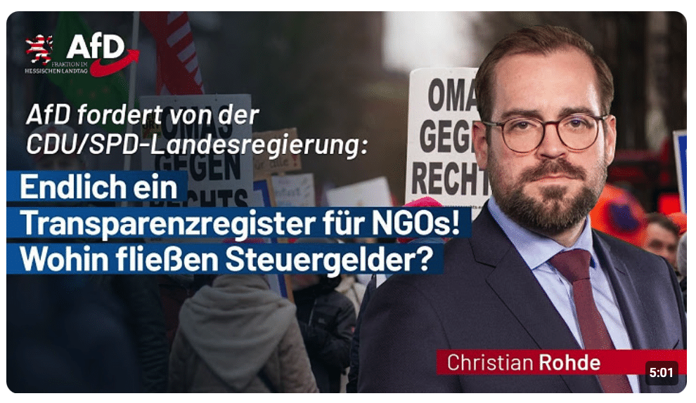 Wohin fließen Steuergelder? AfD fordert: ENDLICH Transparenzregister für NGOs!