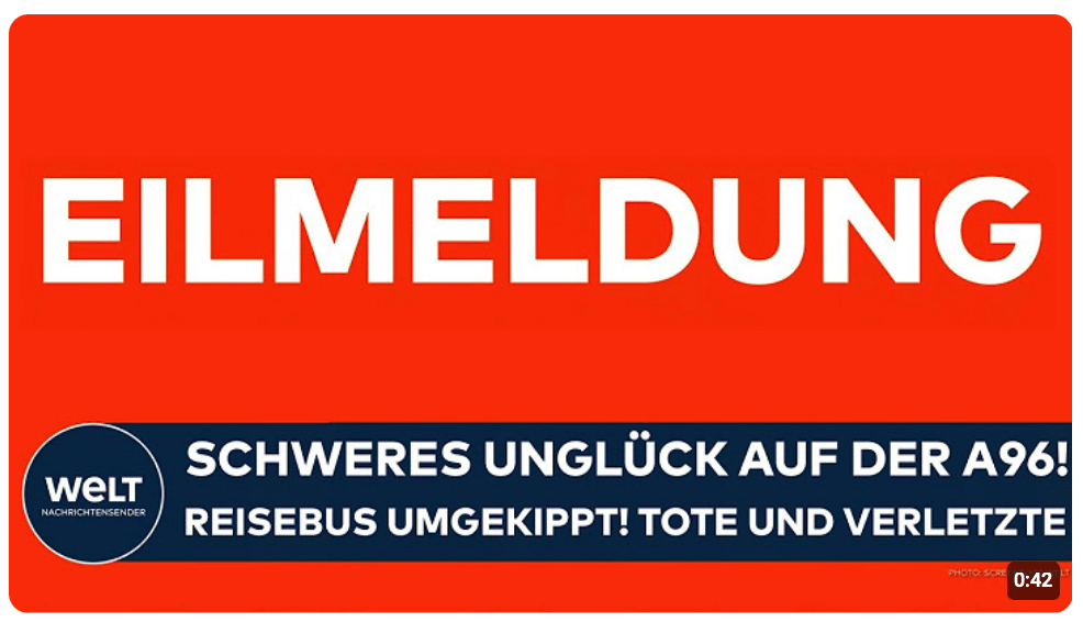 DEUTSCHLAND: Schweres Unglück auf der A96! Reisebus kippt um – zwei Tote und mehrere Verletzte!