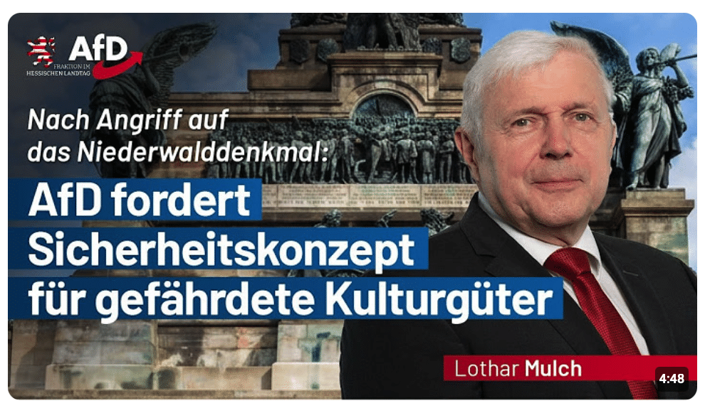 Nach Angriff auf das Niederwalddenkmal: AfD fordert Sicherheitskonzept für gefährdete Kulturgüter!