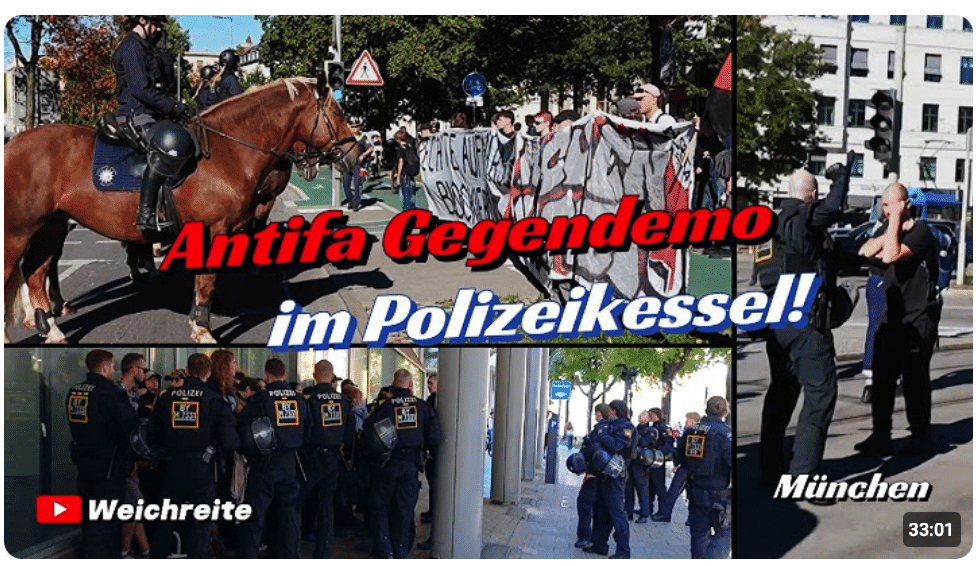 Antifa Gegendemo im Polizeikessel! „Merz muss weg“ & Antifa Gegendemo Teil 3 München 26.9.26