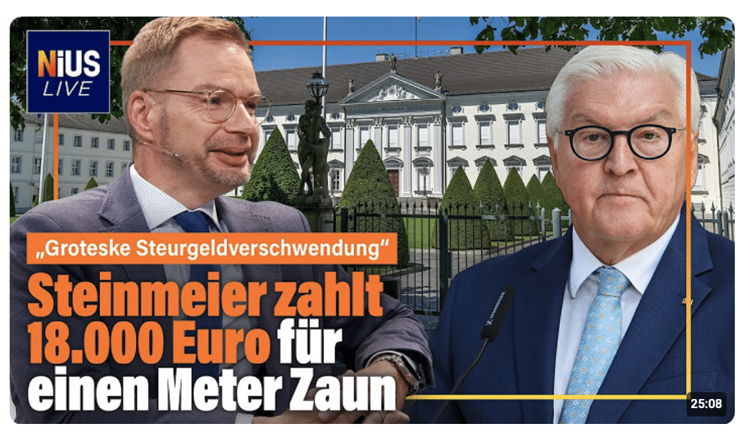„Groteske Steuergeldverschwendung“: Steinmeier zahlt 18.000 Euro für einen Meter Zaun 