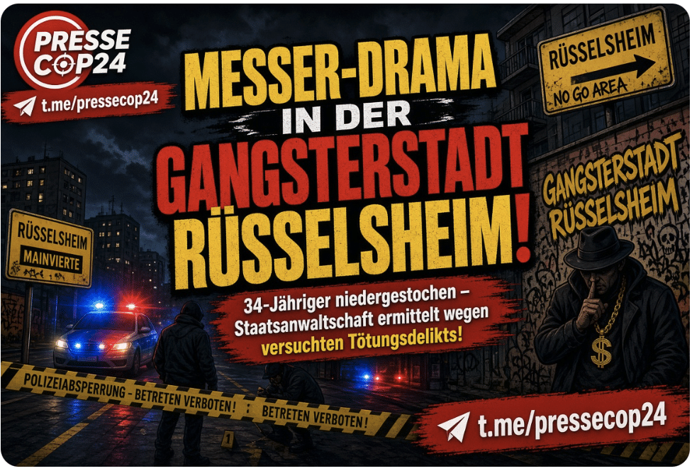 MESSER-DRAMA IN DER GANGSTERSTADT RÜSSELSHEIM! 34-Jähriger niedergestochen – Staatsanwaltschaft ermittelt wegen versuchten Tötungsdelikts!