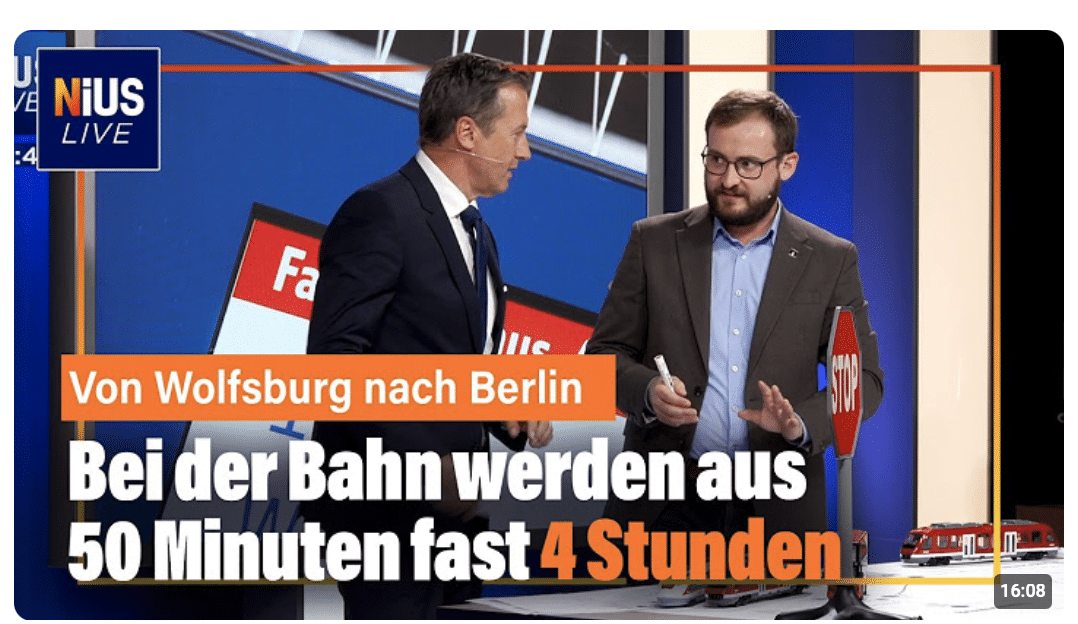 Von Wolfsburg nach Berlin: Bei der Bahn werden aus 50 Minuten fast 4 Stunden | NIUS Live
