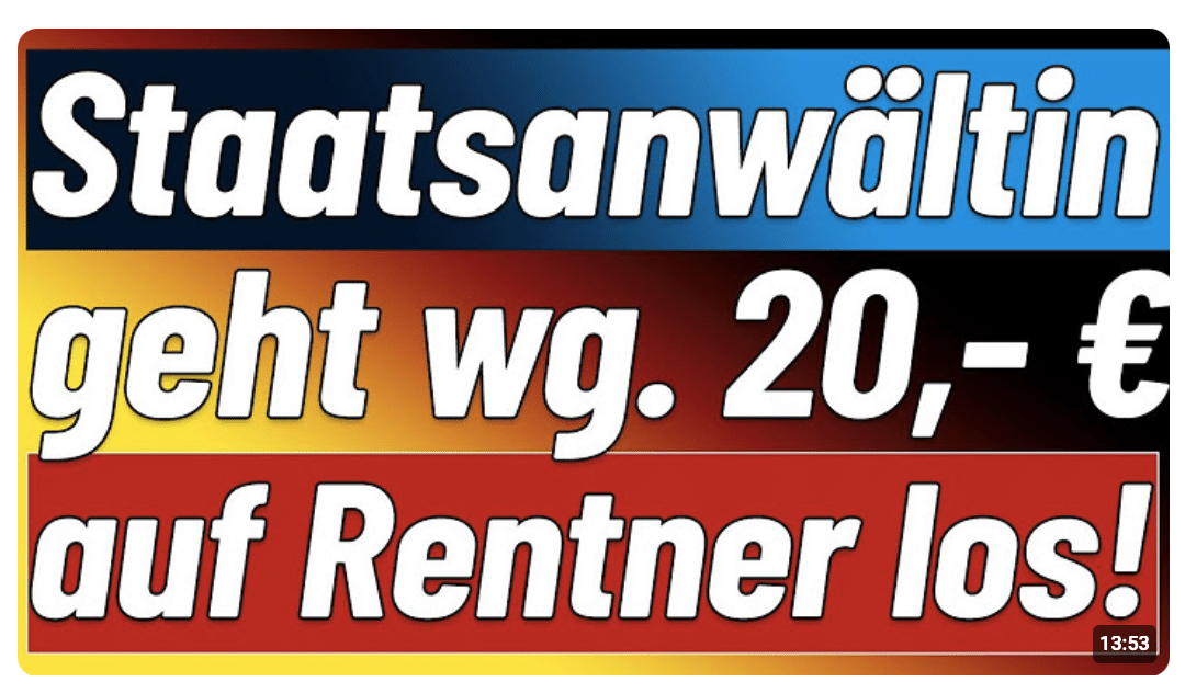 Um der eigenen Karriere willen! Staatsanwältin ließ gegen netten Senioren ermitteln wegen 20,- Euro!