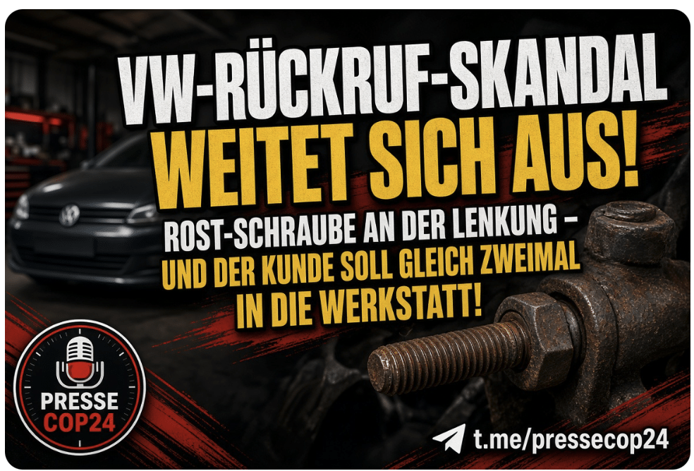 VW-RÜCKRUF-SKANDAL WEITET SICH AUS! ROST-SCHRAUBE AN DER LENKUNG – UND DER KUNDE SOLL GLEICH ZWEIMAL IN DIE WERKSTATT!