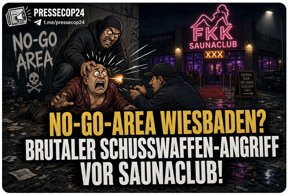 NO-GO-AREA WIESBADEN? BRUTALER SCHUSSWAFFEN-ANGRIFF VOR SAUNACLUB! MANN ZWEIMAL INS GESICHT GESCHOSSEN – DROHT LEBENSLANGE ERBLINDUNG AUF EINEM AUGE! TÄTER AUF DER FLUCHT – POLIZEI SUCHT MIT FOTOS!