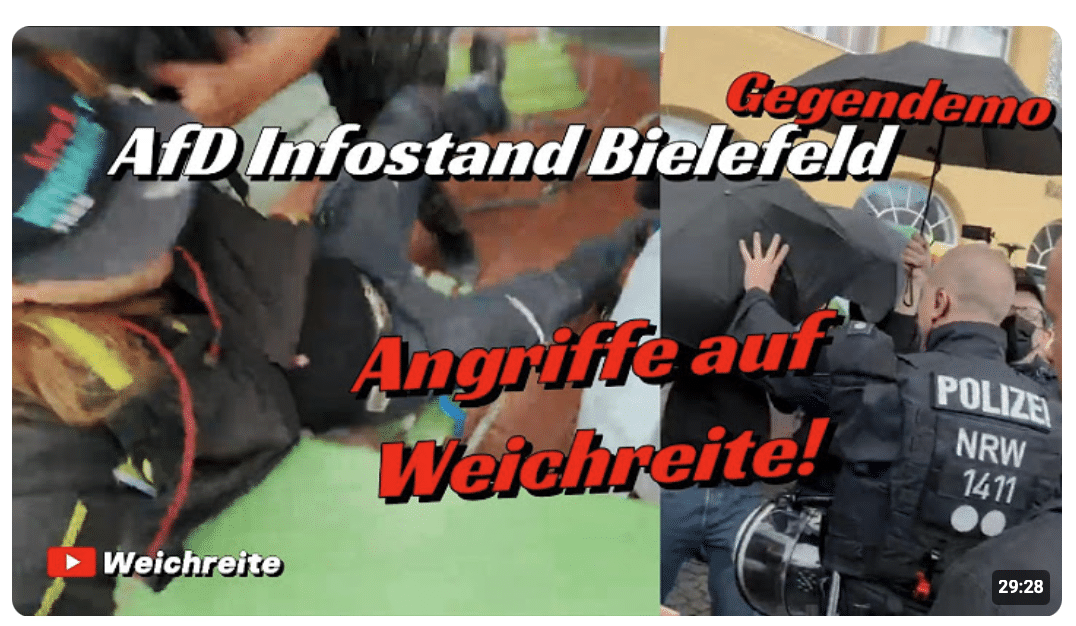 Angriffe auf Weichreite! Bielefeld Antifa Gegendemo AfD Infostand 10.10.26