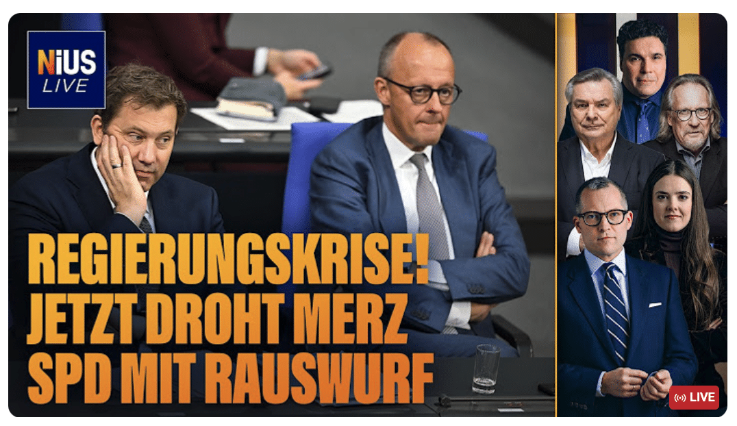 Merz droht mit Minderheitsregierung – Weimer verschärft den Koalitionsstreit I NIUS Live, 12.10.26