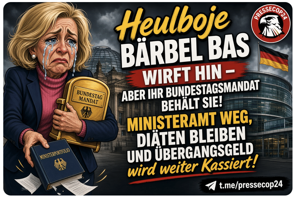 Heulboje BÄRBEL BAS WIRFT HIN – ABER IHR BUNDESTAGSMANDAT BEHÄLT SIE! MINISTERAMT WEG, DIÄTEN BLEIBEN UND ÜBERGANGSGELD wird weiter Kassiert!