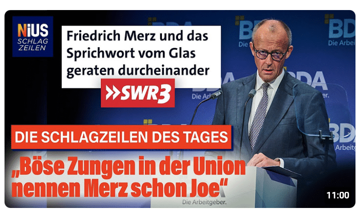 Nächster Kanzler-Patzer: „Böse Zungen in der Union nennen Merz schon Joe“ | NIUS Live Schlagzeilen