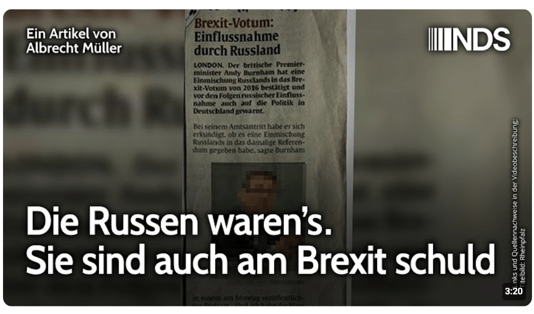 Die Russen waren’s. Sie sind auch am Brexit schuld | Albrecht Müller | NDS-Podcast
