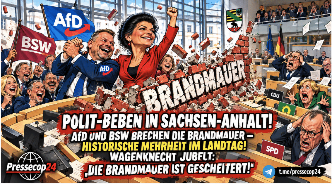 POLIT-BEBEN IN SACHSEN-ANHALT! AfD UND BSW BRECHEN DIE BRANDMAUER – HISTORISCHE MEHRHEIT IM LANDTAG! WAGENKNECHT JUBELT: „DIE BRANDMAUER IST GESCHEITERT!“