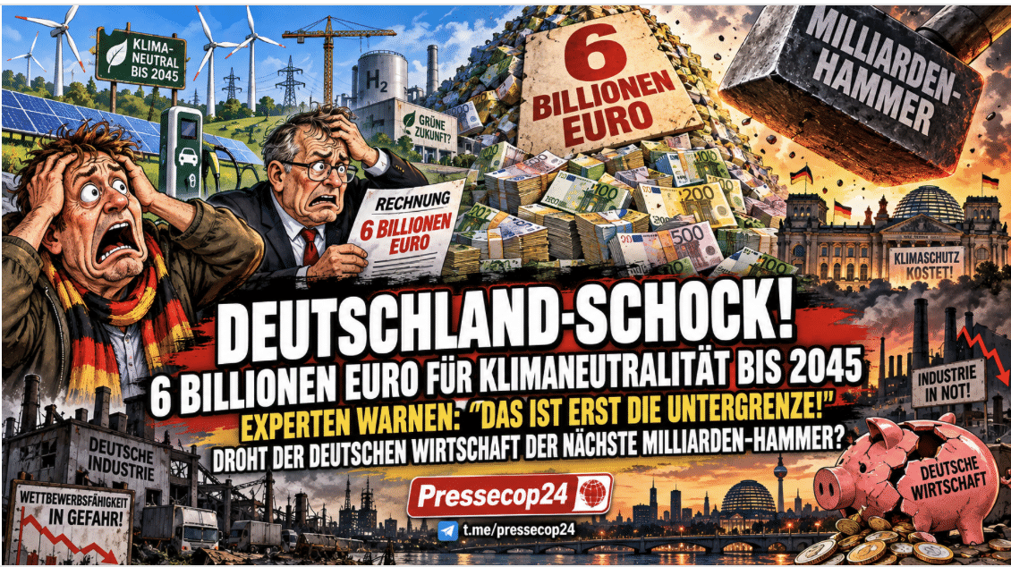 DEUTSCHLAND-SCHOCK!  6  BILLIONEN EURO FÜR KLIMANEUTRALITÄT BIS 2045 – EXPERTEN WARNEN: „DAS IST ERST DIE UNTERGRENZE!“ DROHT DER DEUTSCHEN WIRTSCHAFT DER NÄCHSTE MILLIARDEN-HAMMER?