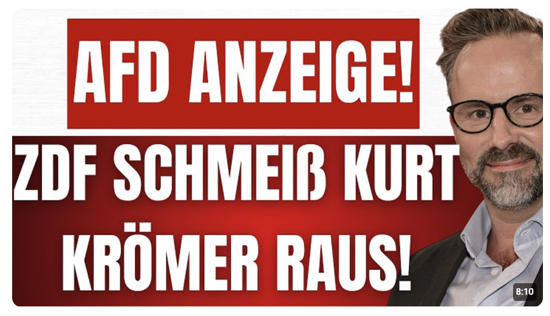 BESTÄTIGT: AfD beendet KARRIERE von KURT KRÖMER! ZDF schmeiß ihn RAUS! AfD stellt STRAFANZEIGE!
