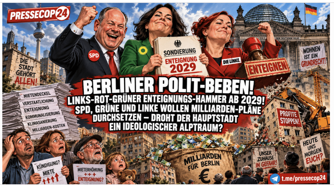 BERLINER POLIT-BEBEN! LINKS-ROT-GRÜNER ENTEIGNUNGS-HAMMER AB 2029! SPD, GRÜNE UND LINKE WOLLEN MILLIARDEN-PLÄNE DURCHSETZEN – DROHT DER HAUPTSTADT EIN IDEOLOGISCHER ALPTRAUM?