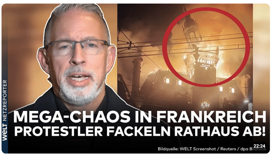 FRANKREICH: Randalierer fackeln Rathaus ab! Gebäude stürzt ein! Pure Eskalation bei Protesten