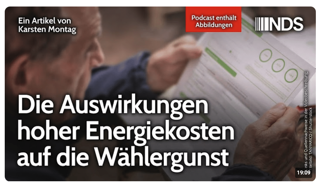 Die Auswirkungen hoher Energiekosten auf die Wählergunst | Karsten Montag | NDS-Podcast