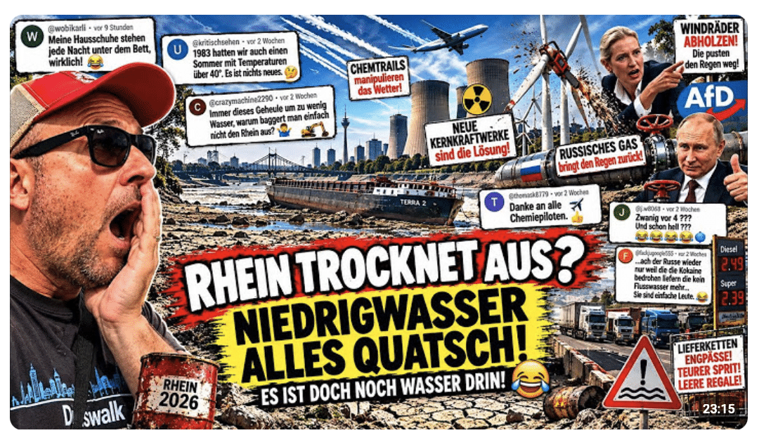 Niedrigwasser am Rhein? Alles Quatsch!  Klimawandel, AfD & Verschwörungsmythen | SATIRE