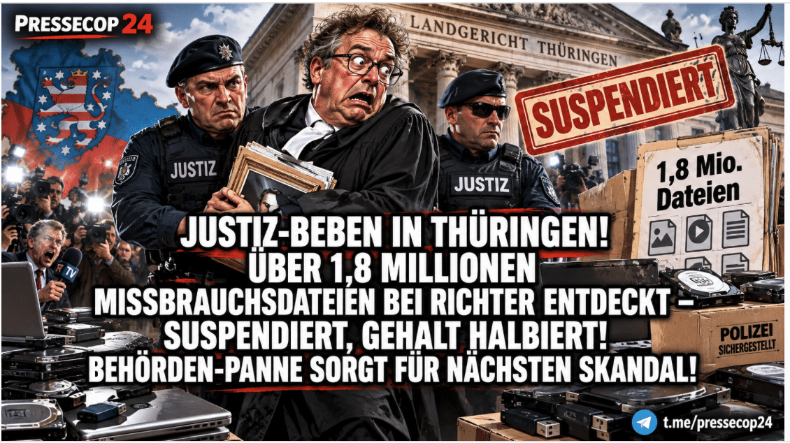 JUSTIZ-BEBEN IN THÜRINGEN! ÜBER 1,8 MILLIONEN MISSBRAUCHSDATEIEN BEI RICHTER ENTDECKT – SUSPENDIERT, GEHALT HALBIERT! BEHÖRDEN-PANNE SORGT FÜR NÄCHSTEN SKANDAL!