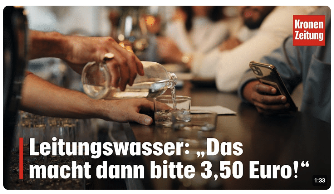 Leitungswasser: „Das macht dann bitte 3,50 Euro!“ | krone.tv NEWS