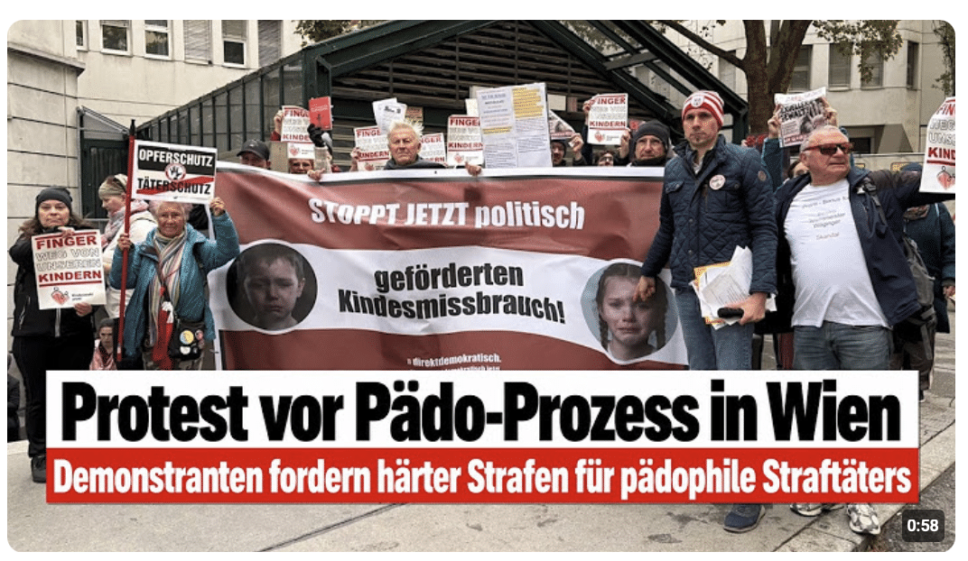 Protest vor Pädo-Prozess in Wien – Demonstranten fordern härtere Strafen für pädophile Straftäter