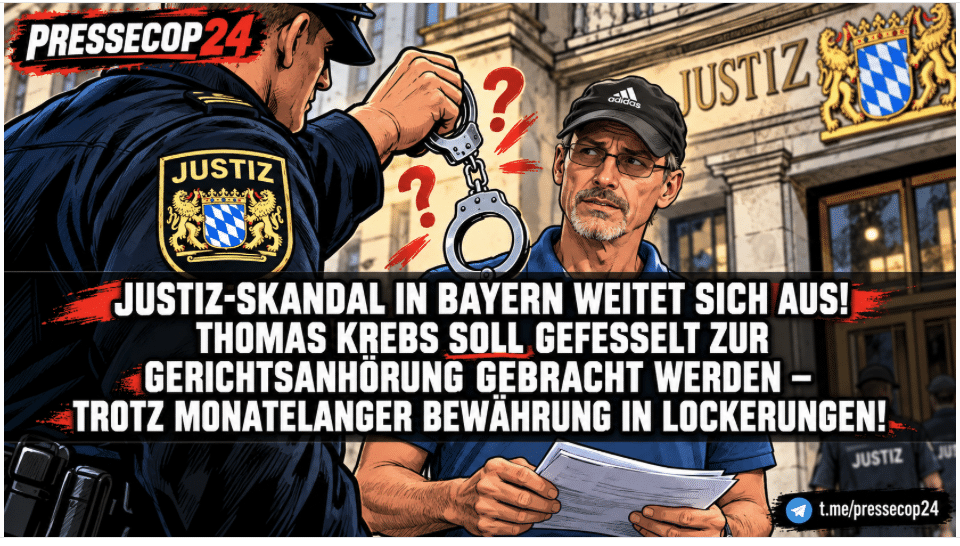 JUSTIZ-SKANDAL IN BAYERN WEITET SICH AUS! THOMAS KREBS SOLL GEFESSELT ZUR GERICHTSANHÖRUNG GEBRACHT WERDEN – TROTZ MONATELANGER BEWÄHRUNG IN LOCKERUNGEN! IST DAS DIE NÄCHSTE DEMÜTIGUNG IM „BAYERISCHEN GUANTANAMO“ LOHR AM MAIN?