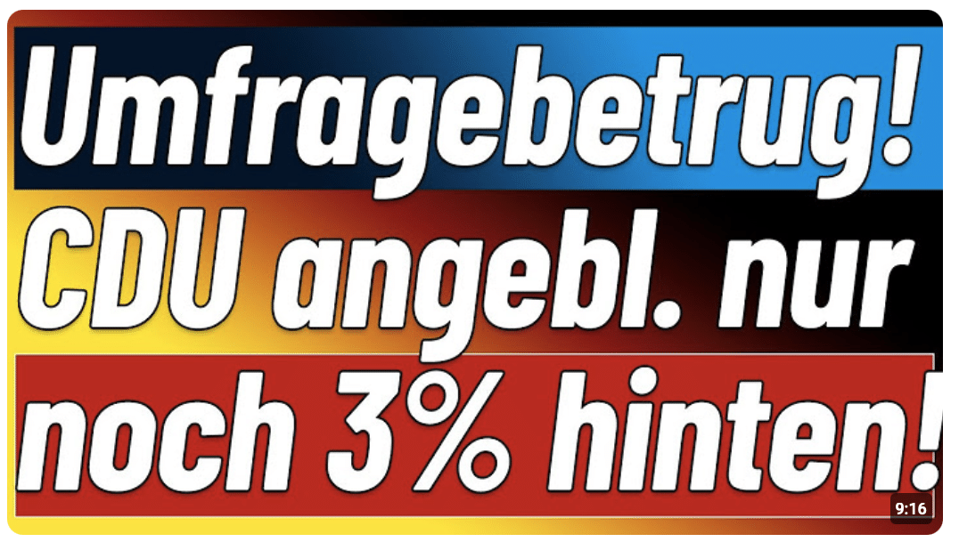 Wir werden regelrecht verladen! CDU 23 Prozent, Alternative 26 Prozent! Binnen 48 Stunden!