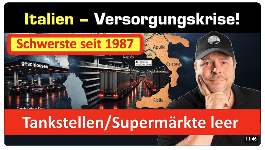 Süditalien – größte Versorgungskrise seit 1987 – Streik LKW+Landwirte