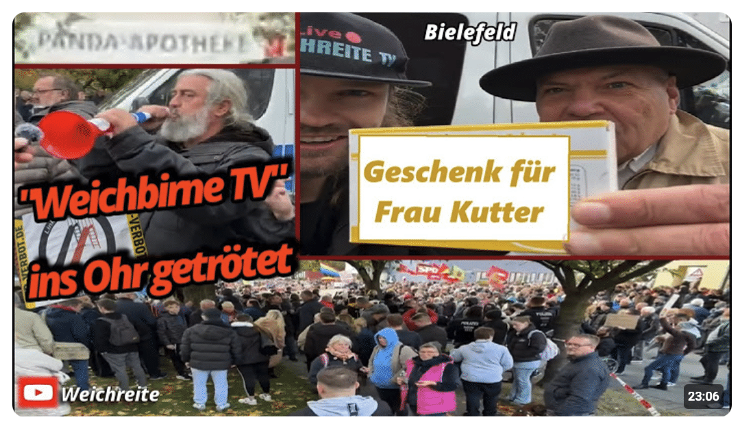 Geschenk für Frau Kutter! Ins Ohr getrötet Panda Apotheke AfD Antifa SPD Die Linke Bielefeld22.10.26