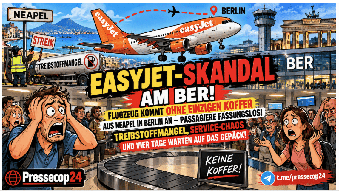 EASYJET-SKANDAL AM BER! FLUGZEUG KOMMT OHNE EINZIGEN KOFFER AUS NEAPEL IN BERLIN AN – PASSAGIERE FASSUNGSLOS! TREIBSTOFFMANGEL, SERVICE-CHAOS UND VIER TAGE WARTEN AUF DAS GEPÄCK!